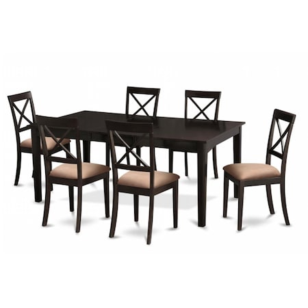 East West Furniture 7 Piece Dining Table Set-Table Featuring Leaf and 6 Dinette Chairs HEBO7-CAP-C